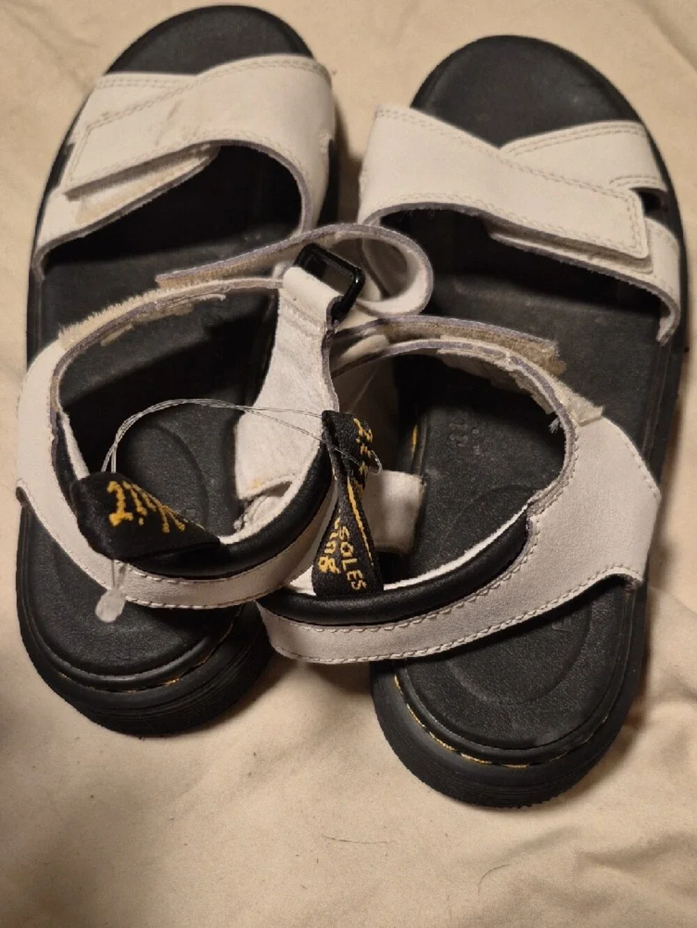 Dr. Martens Kids White Leather Velcro Strap Sandals